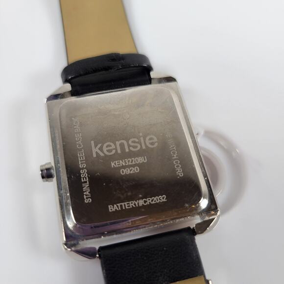 Kensie Women's Digital Watch with Crystals, Square Face, Black Leather Strap - Picture 5 of 16